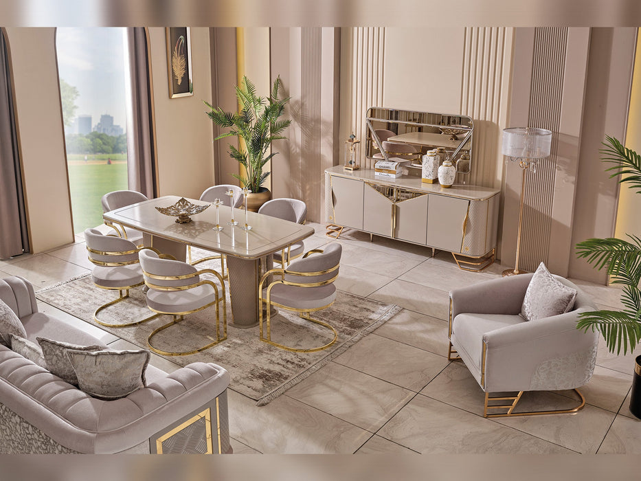 Romans Diningroom (Consol With Mirror & Dining Table & 6 Dining Chair)