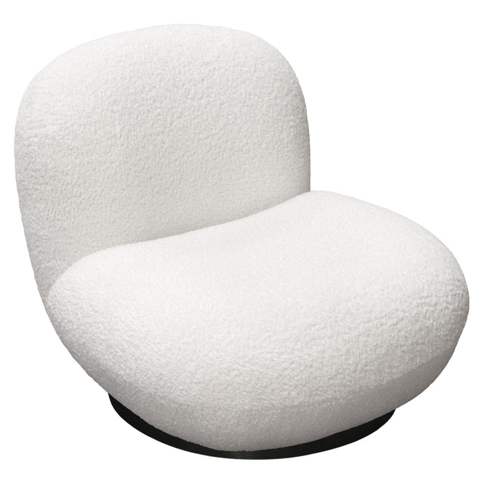 Simone Swivel Accent Chair in White Faux Sheepskin Fabric by Diamond Sofa