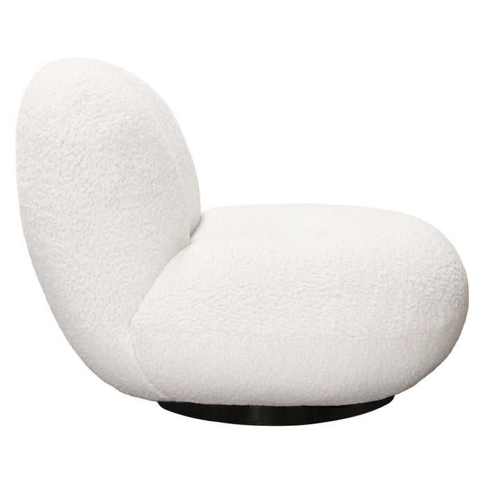 Simone Swivel Accent Chair in White Faux Sheepskin Fabric by Diamond Sofa