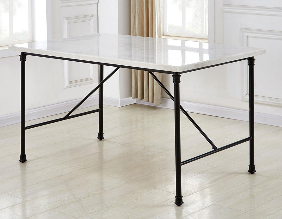 Steve Silver Claire White Marble Top Dining Table in White