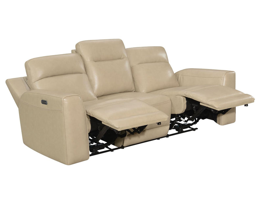 Steve Silver Doncella Leather Dual Power Reclining Sofa in Surly Sand