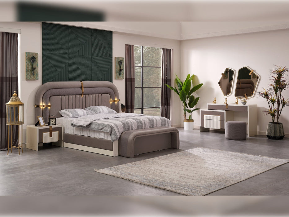 Zurich Bedroom (Queen Frame With Headboard & Dresser With Mirror & 2 Nightstand)