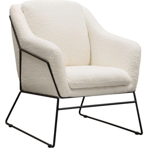 Bryce Accent Chair in Ivory Boucle wrapped in Black Powder Coated Metal Frame