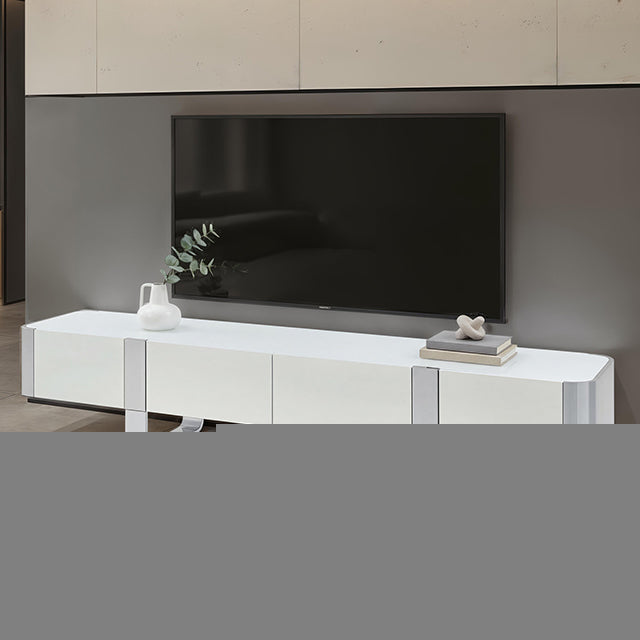 Larvik TV Stand White w/ Silver Frame